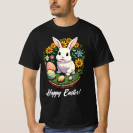 Camiseta Ilustração Clássica do Coelho de Páscoa. Feliz Pás