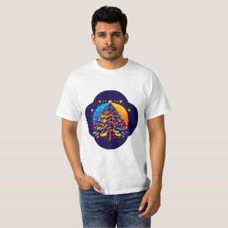 Camiseta Ilustração Colorida da Árvore de Natal