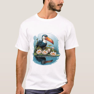 Camiseta Ilustração Colorida da Natureza do Tucano.