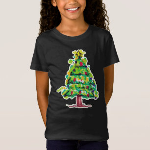 Camiseta Ilustração Colorida de Árvore de Natal