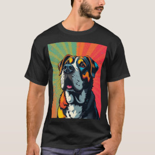 Camiseta Ilustração Colorida de Cachorro em Arte Pop Ousada