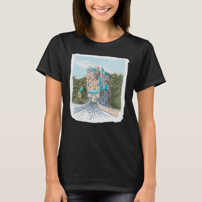 Camiseta Ilustração Colorida de Castelo (Frente)