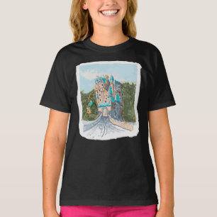 Camiseta Ilustração Colorida de Castelo