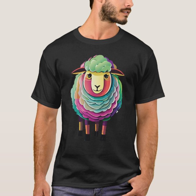 Camiseta Ilustração Colorida de Ovinos (Frente)