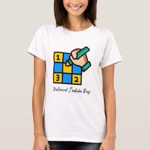 Camiseta Ilustração Colorida de Quebra-cabeça Sudoku T Shir