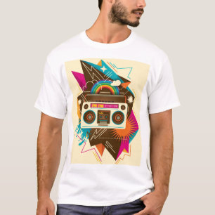 Camiseta Ilustração colorida de rádio Abstrato Vintage