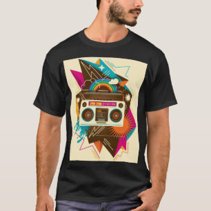 Camiseta Ilustração colorida de rádio Abstrato Vintage