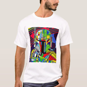 Camiseta Ilustração Colorida de Robô Vetor T-Shirt