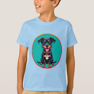 Camiseta Ilustração colorida de um cachorro feliz