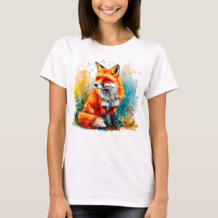 Camiseta Ilustração colorida de uma raposa