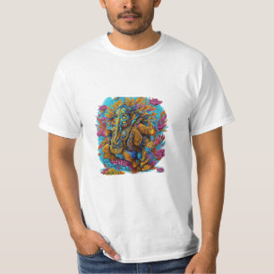 Camiseta ilustração colorida do grafite de Lord Ganesh