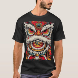 Camiseta Ilustração Colorida do Leão Dançante Chinês