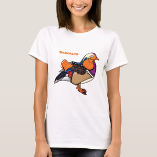 Camiseta Ilustração colorida do pato de mandarina 