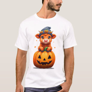 Camiseta Ilustração da Abóbora do Halloween da Vaca Bonita