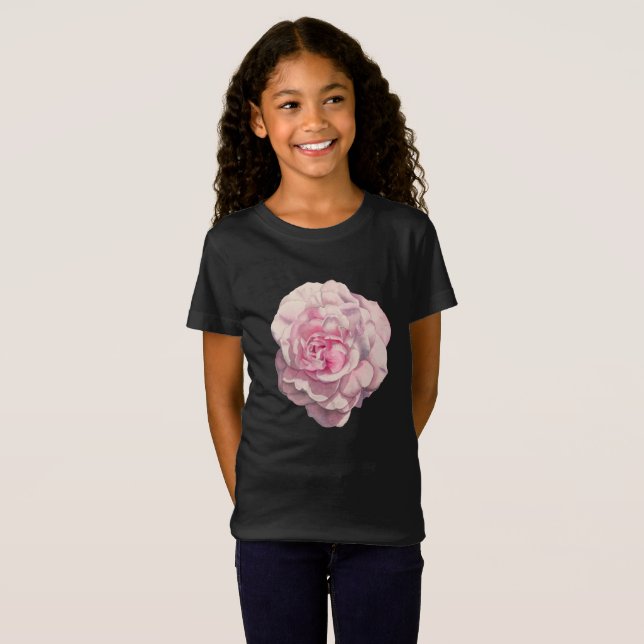 Camiseta Ilustração da aguarela do rosa do rosa (Frente Completa)