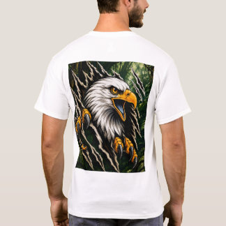 Camiseta Ilustração da Águia Feroz Rasgando Folhas