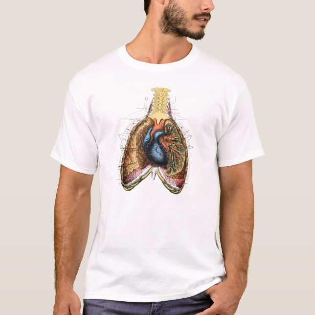 Camiseta Ilustração da Anatomia do Coração Humano e dos Pul (Frente)
