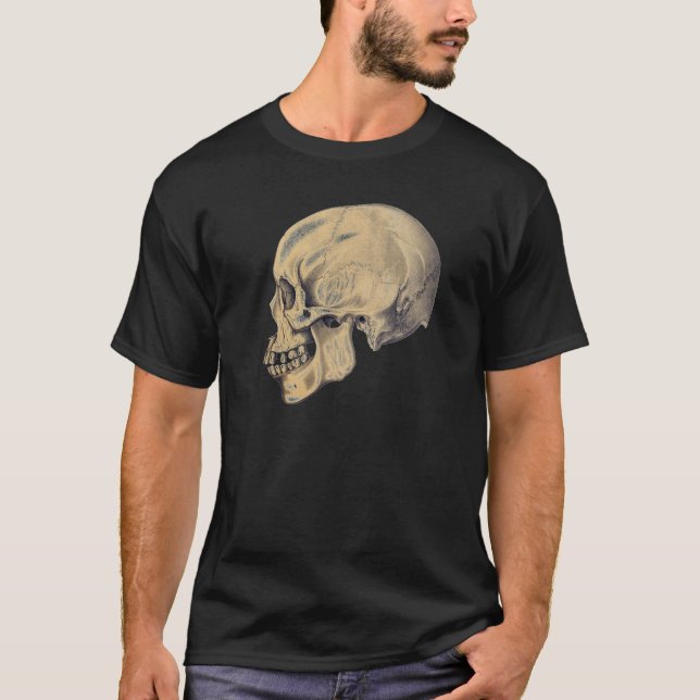 Camiseta Ilustração da Anatomia do Crânio Vintage (Frente)