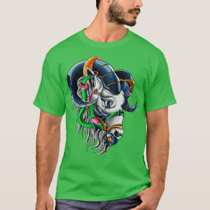 Camiseta Ilustração da Cabeça de Cabeça de Cabra de Mecha