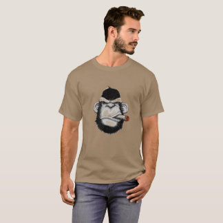 Camiseta Ilustração da cabeça de gorila Cigar Macaco Ferro