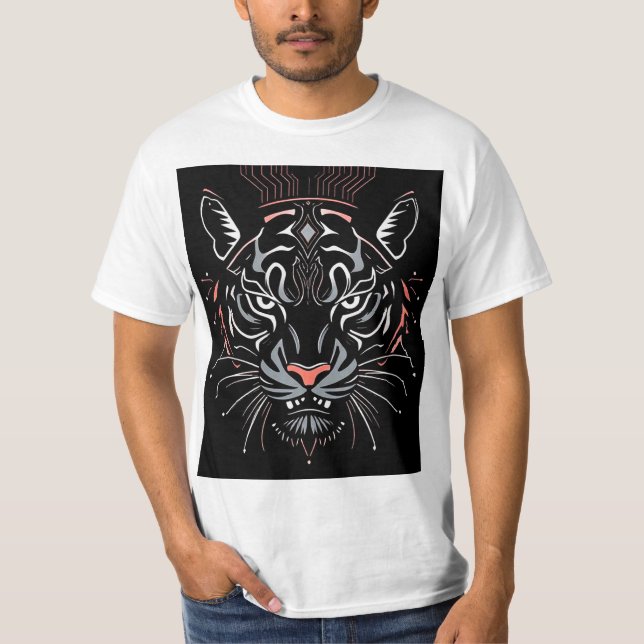 Camiseta Ilustração da cabeça de tigre (Frente)