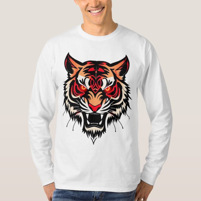 Camiseta Ilustração da cabeça de tigre (Frente)