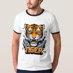 Camiseta Ilustração da Cabeça de Tigre - Tigre de Cartoon N