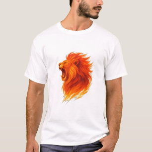 Camiseta Ilustração da Cabeça do Leão Corante Fiery