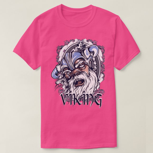 Camiseta Ilustração da Cabeça Vikings Design Trabalho de ar (Frente do Design)