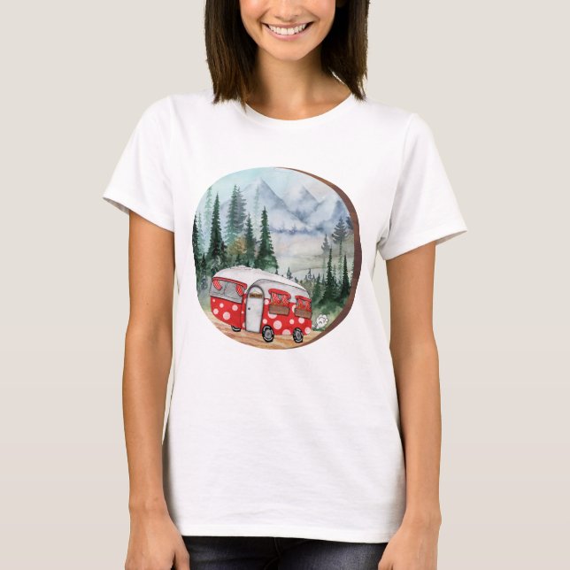 Camiseta Ilustração da Campa de Aventura de Montanha (Frente)