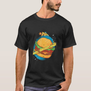 Camiseta Ilustração da Comida Espacial Exterior do Hamburge