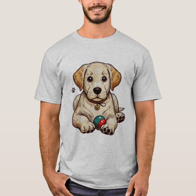 Camiseta Ilustração da cópia do ouro Labrador (Frente)