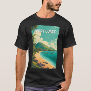Camiseta Ilustração da Costa do Marfim Viagem Arte Vintage