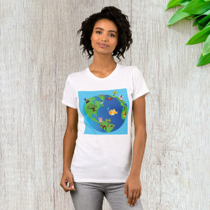 Camiseta Ilustração da fauna selvagem do mapa dos animais