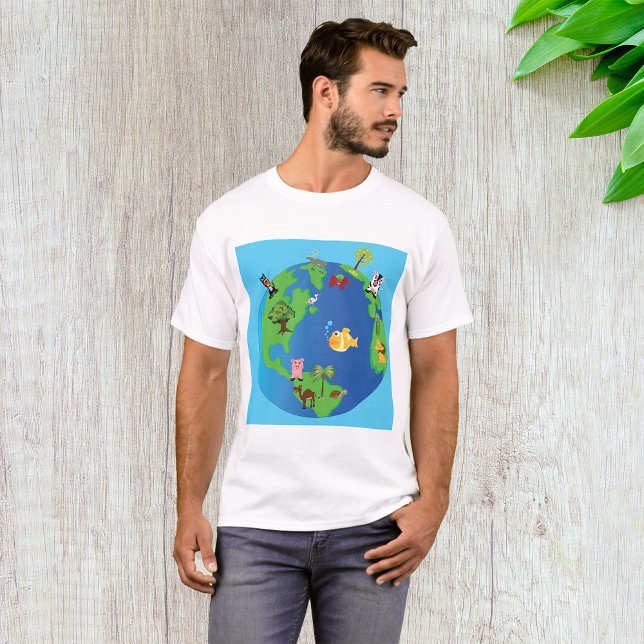 Camiseta Ilustração da fauna selvagem do mapa dos animais (Criador carregado)
