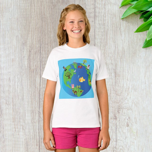 Camiseta Ilustração da fauna selvagem do mapa dos animais (Criador carregado)