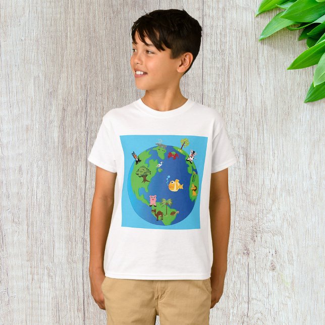 Camiseta Ilustração da fauna selvagem do mapa dos animais (Criador carregado)