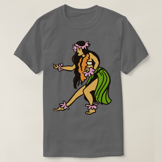 Camiseta Ilustração da Garota Hula-Havaiana (Frente do Design)