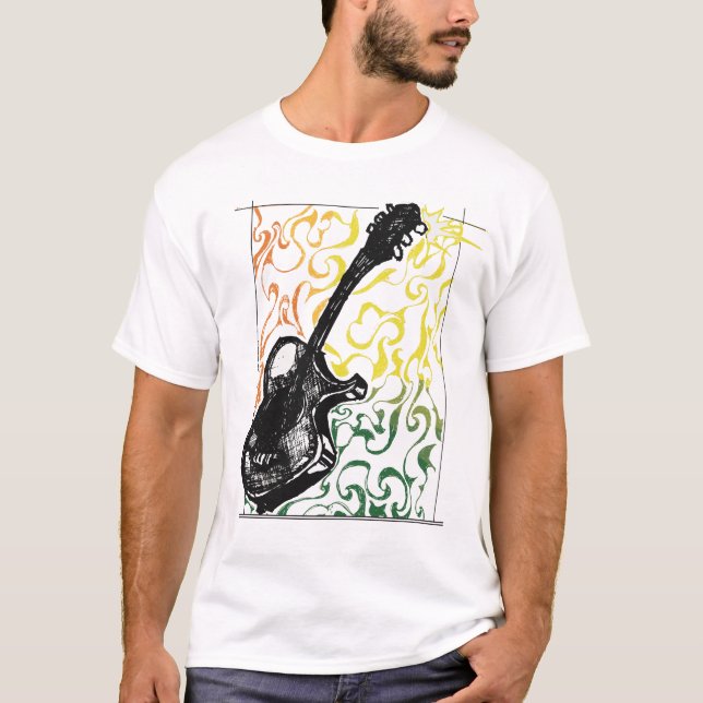 Camiseta Ilustração da guitarra da reggae (Frente)