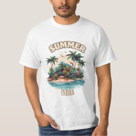 Camiseta Ilustração da Ilha Tropical de Summer Vibe