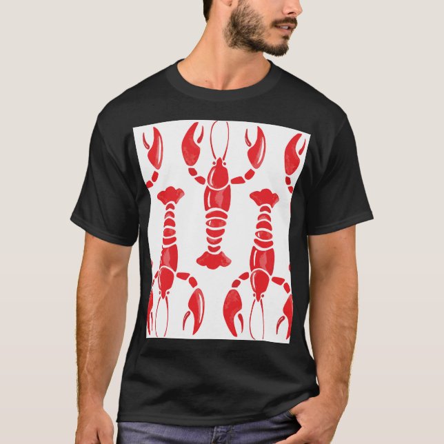 Camiseta Ilustração da lagosta: Backgrou Sem Costura (Frente)