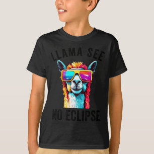 Camiseta Ilustração da Lhama do Eclipse Solar de 8 de Abril
