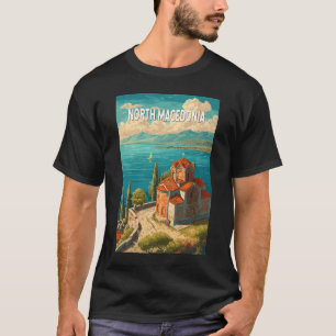 Camiseta Ilustração da Macedônia do Norte Viagem Arte Vinta