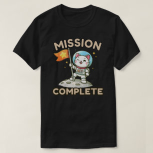 Camiseta Ilustração da Missão Completa do Gato Astronauta F