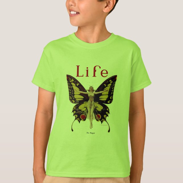 Camiseta Ilustração da Mulher Voando Borboleta Flapper (Frente)
