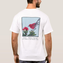 Camiseta Ilustração da Natureza do Havaí com Apapane e Flor