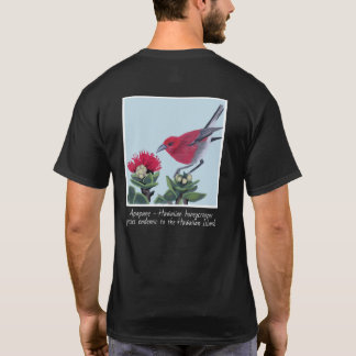 Camiseta Ilustração da Natureza do Havaí com Apapane e Flor