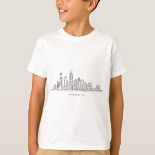 Camiseta Ilustração da Paisagem Urbana de Chicago IL