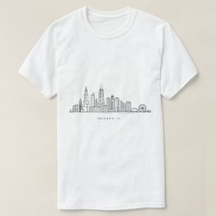 Camiseta Ilustração da paisagem urbana de Chicago IL