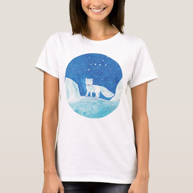 Camiseta Ilustração da Pequena Raposa Árctica (Vulpes lagop (Frente)